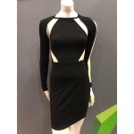 VESTIDO JUSTO MANGA LONGA COM TULE